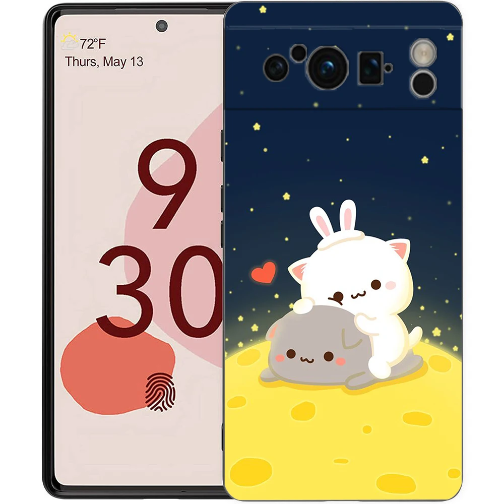 Peach And Goma Cat Handyhülle für Google Pixel 8 7 6 7A 6A Pro, stoßfestes Silikon, weich, 9 Pro XL 8 Pro 5G Shell Capas Bag – Detail 3