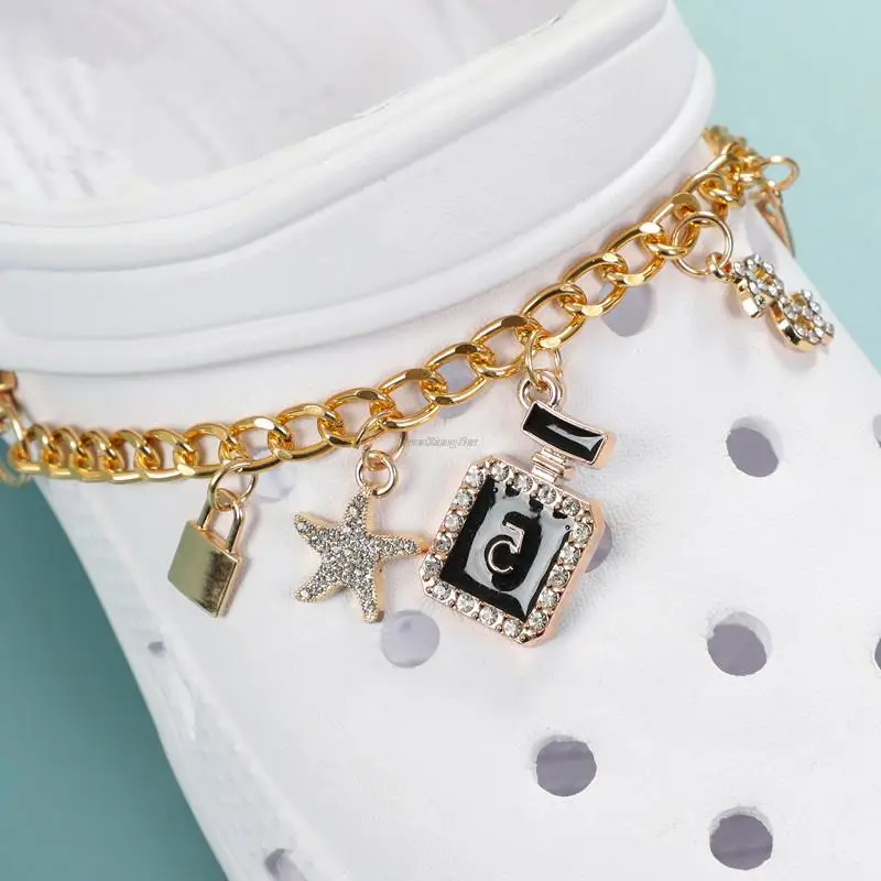 DIY Croc Charms Women Designer Shoes Charms Diamond Metal Chains Shoe