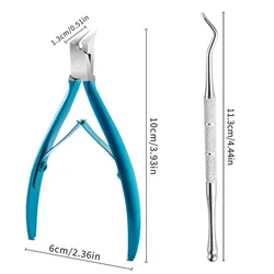 Professional Stainless Steel Toenail Nipper for Thick and Ingrown Nails (Blue with Lifter)