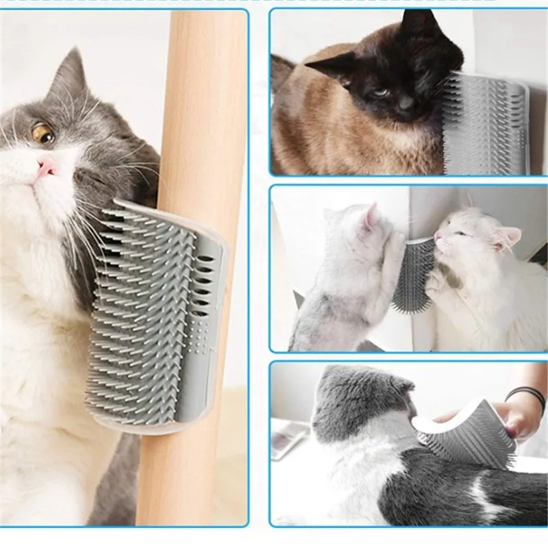 Cat Self Groomer With Catnip Soft Cats Wall Corner Massage Cat Comb Brush Rubs The Face