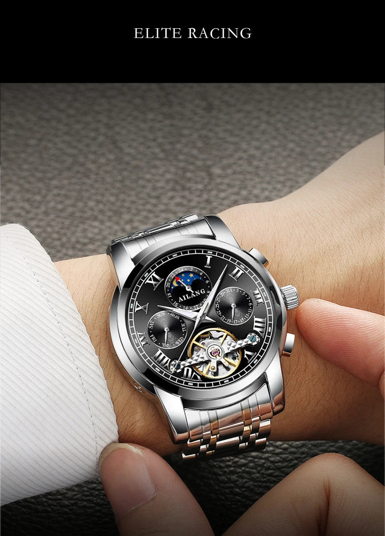 AILANG original marke männer automatische uhr top luxus stahl uhr business mann mode mit standard uhr mechanische männliche 2019 – Detail 14