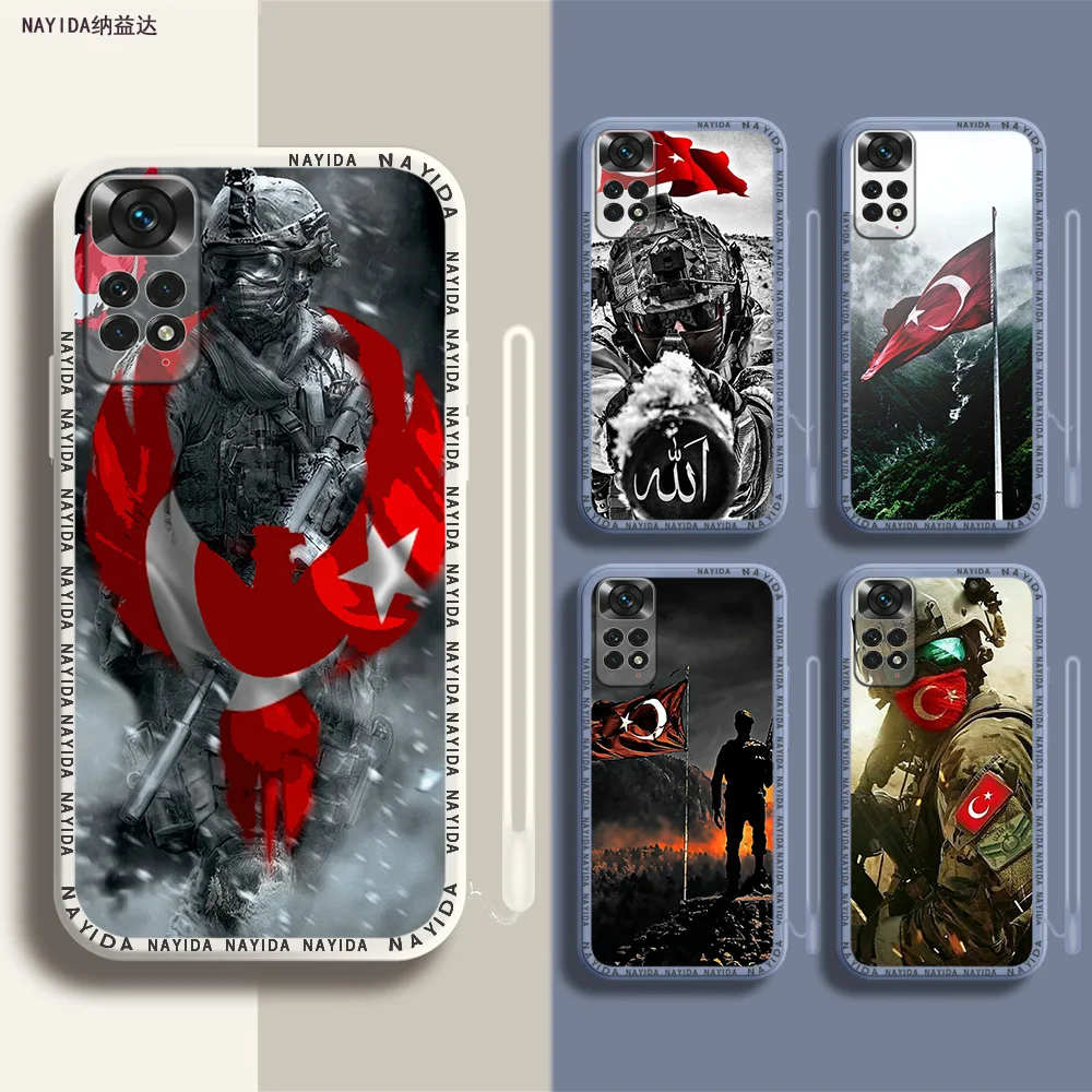 

Phone Case For Xiaomi Redmi Note 12 11 12S Pro Plus 12c 11a 4G 5G Soft Silicone Cover Turkey Flag Soldier