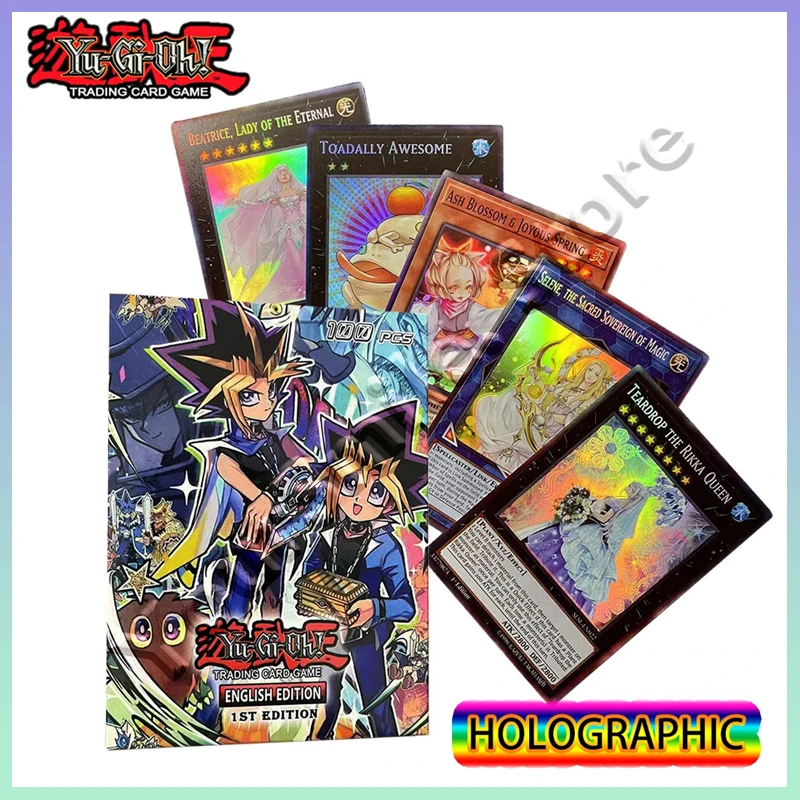 50/100Pcs No Repeat Holographic Yugioh Card in English YU GI OH Master Duel Competitive Deck