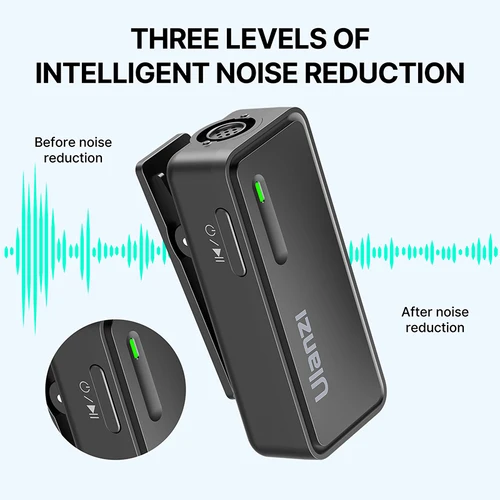 Ulanzi 2.4G 무선 라발리에 마이크 시스템, 음성 녹음 펜, 머프 오디오 소음 감소, 아이폰 안드로이드 스마트폰용 2