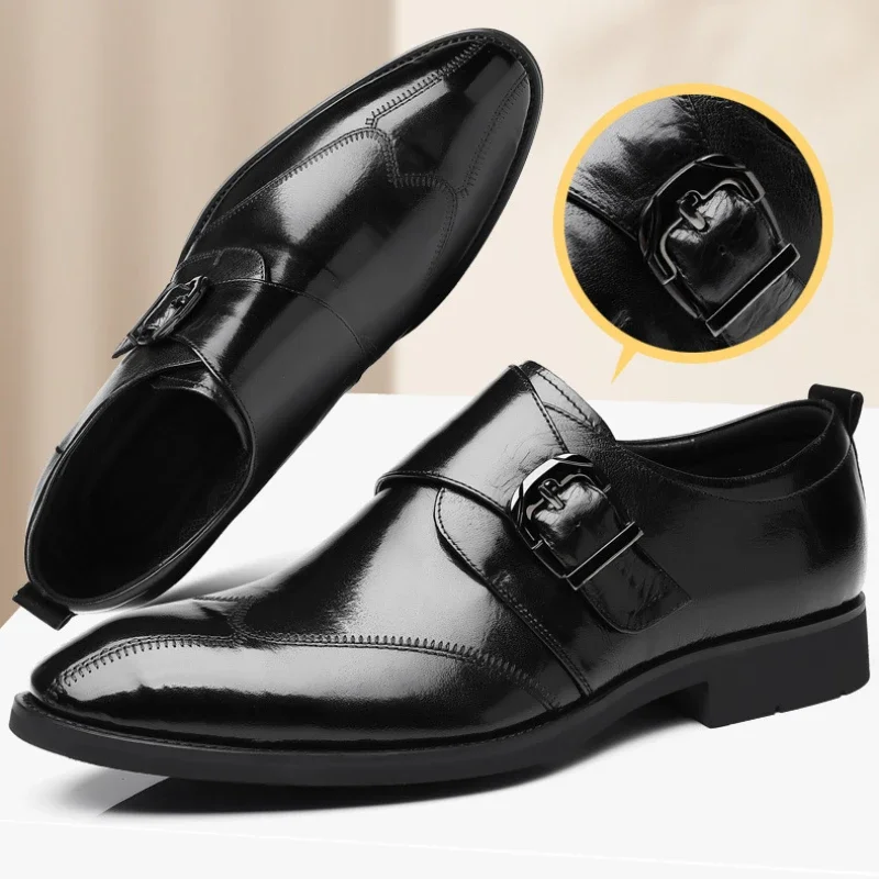 New Men Business Dress Shoes Hasp Formal Leather Shoes for