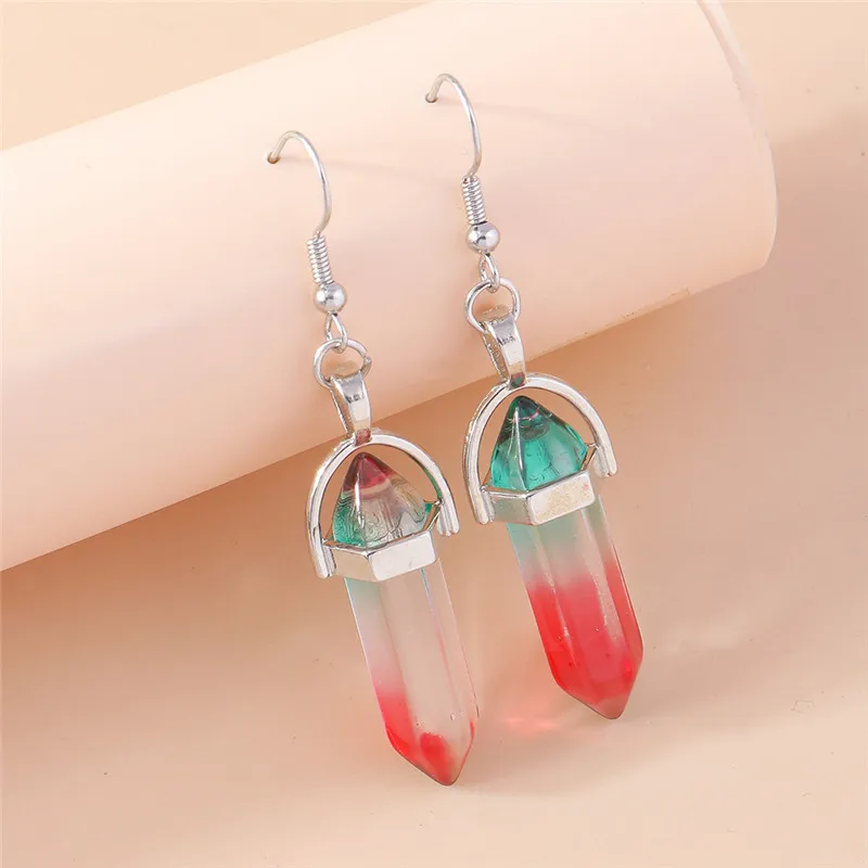 Aihua Bunte Natürliche Sechseckige Säulen-Steinohrringe Bullet Stone Heilende Reiki-Kristall Hängeohrringe Party-Schmuck Geschenke – Detail 21
