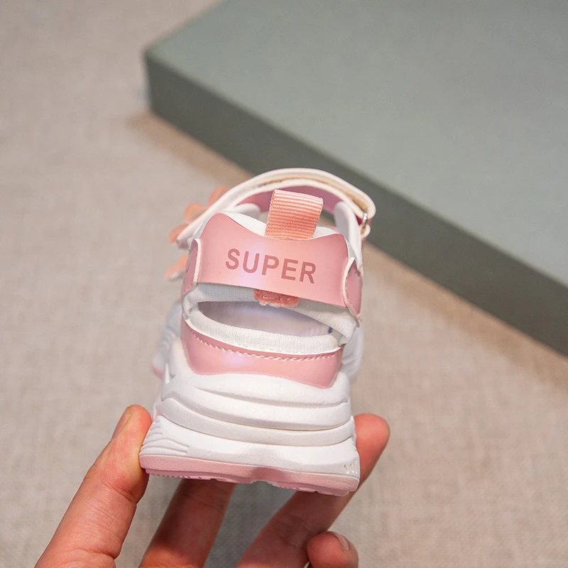 Girls Summer Sandals Non Slip Cut Out Flowers Walking Shoes