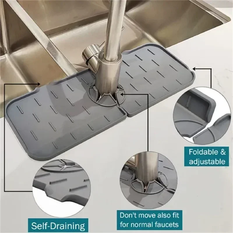Kitchen Utensils Silicone Rack Kitchens Accessories Tray Storage Guard Sink Box Bathroom Faucet Utensil Mat Sponge Splash