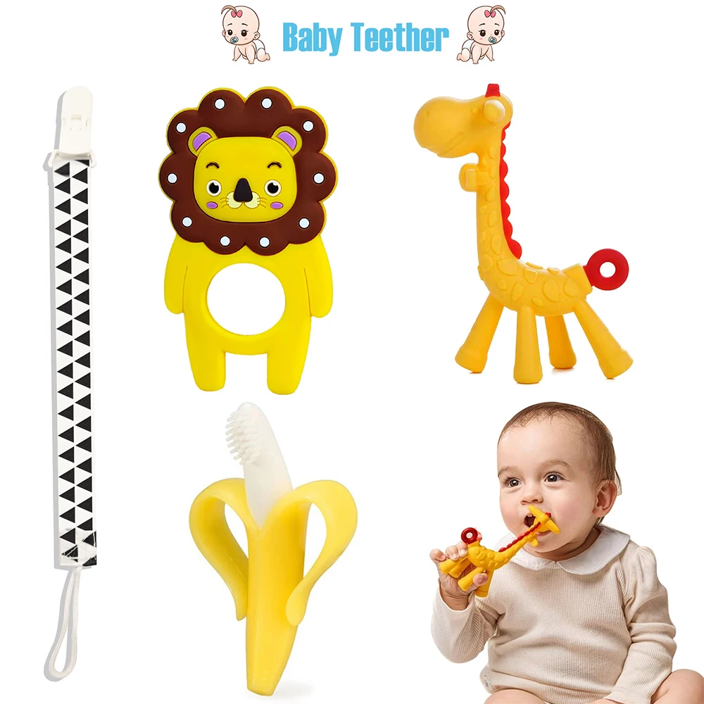1Pcs Teething Toys Silicone Baby Teether BPA Free Soothing Teething Banana Finger Toothbrush Suitable for Infant Boys and Girls silicone teething toys,teething toys