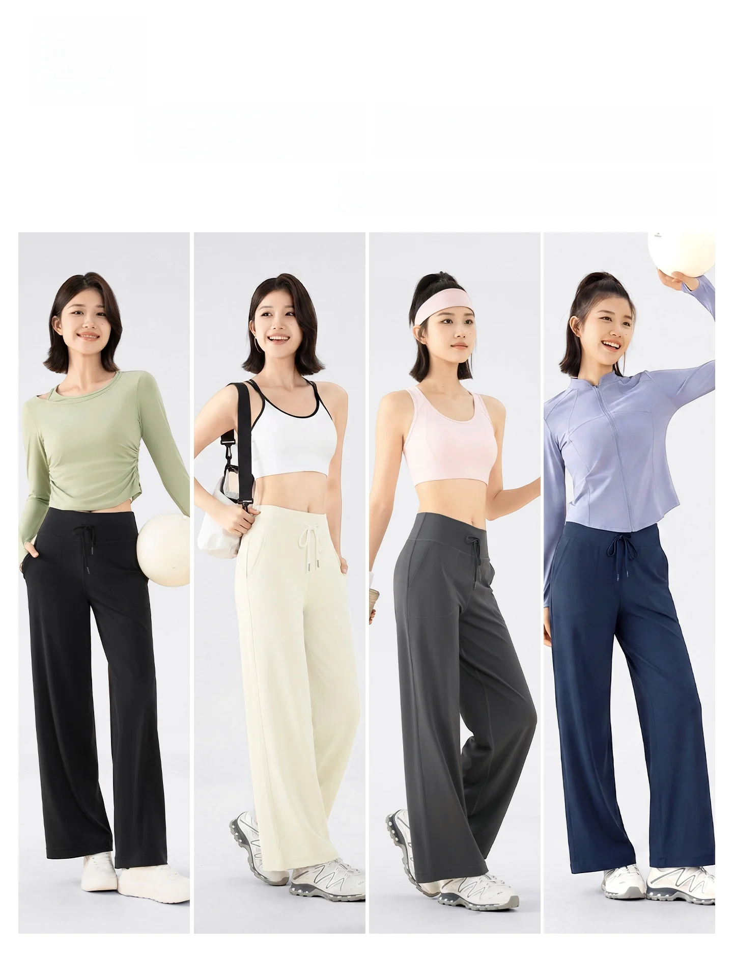 경량 캐주얼 요가 피트니스 바지 여성 여름 루즈 스트레이트 레그 자외선 차단 긴 바지 361 ° 스포츠웨어