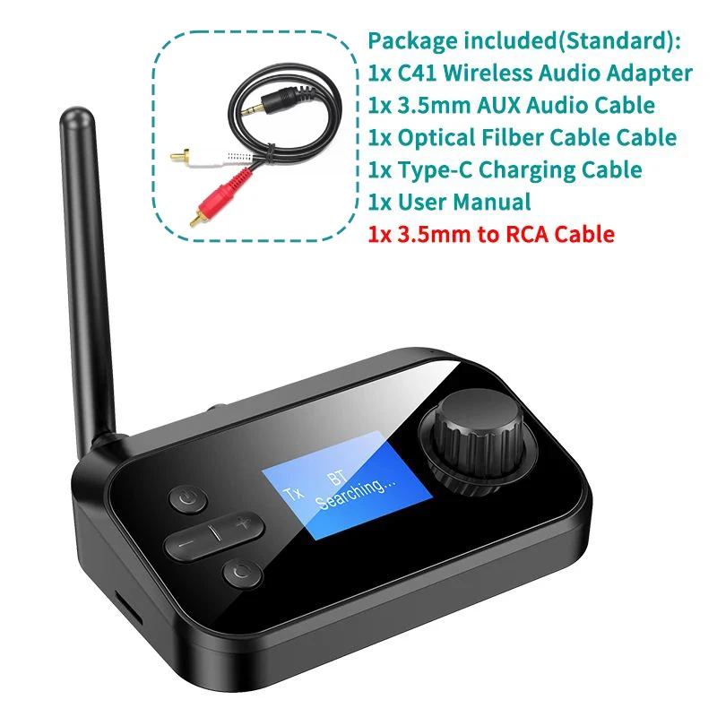 Trasmettitore Bluetooth Ricevitore, Ricevi + Trasmetti + Chiamata 3 in 1 Multifunzione V5.0 Adattatore Bluetooth per TV Car PC Lettore MP3 Home Theater