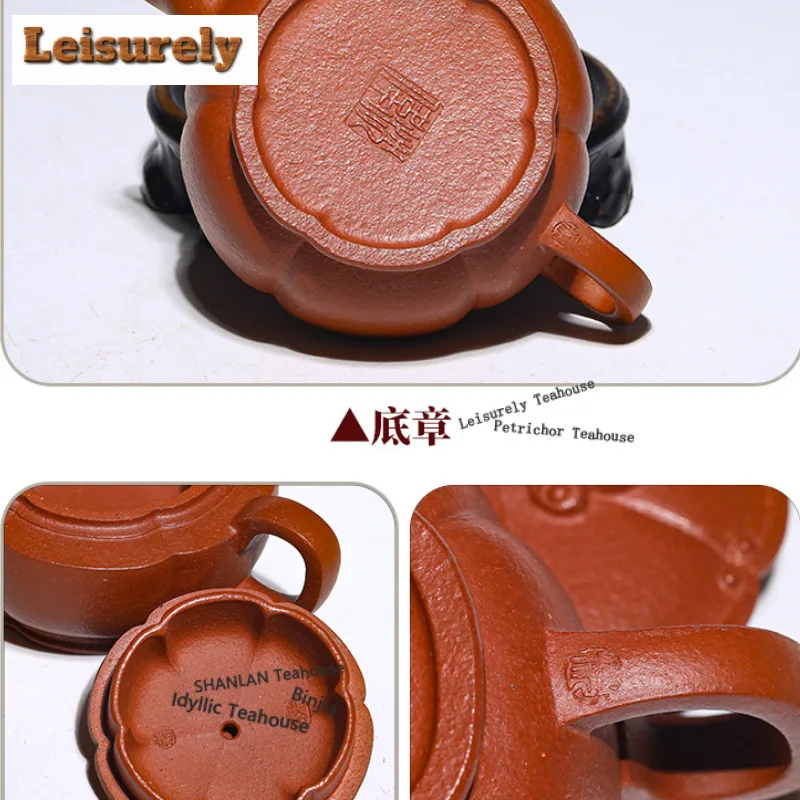 120ml Classic Yixing Purple Clay Teapots Handmade Rib Pot Raw Ore Zhu Mud Kettle Chinese Zisha Tea Set Tea Services Decoration