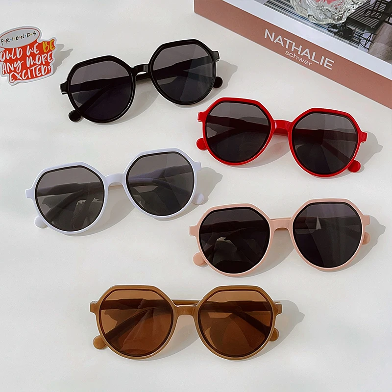 Children Vintage Solid Colors Square Circle Sunglasses UV400 Girls Boys Fashion Protection Sunglasses