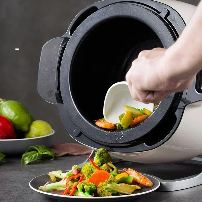 6L 220V Intelligent Automatic Stir Frying Machine Household Electric Cooking Wok Pot Non-stick Multifunctional Cooker Pot 2000W 5