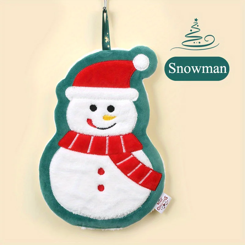 Baby Towel Cute Christmas Hanging Towel For Baby, Coral Fleece Quick-drying Fingertip Towel for Kids, Soft With Hanging Loop