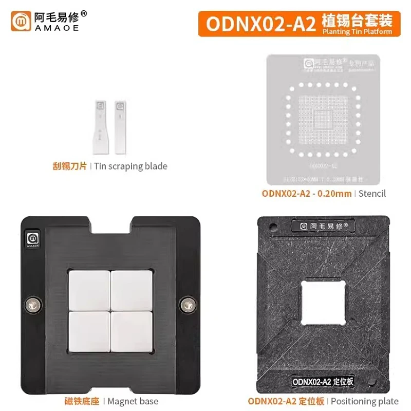 Odnx02-A2 Bga Stencil Per Nintendo Switch Cpu Reballing Ic Pin Solder Tin Plant Net Welding Template Amaoe Stencil Square Hole