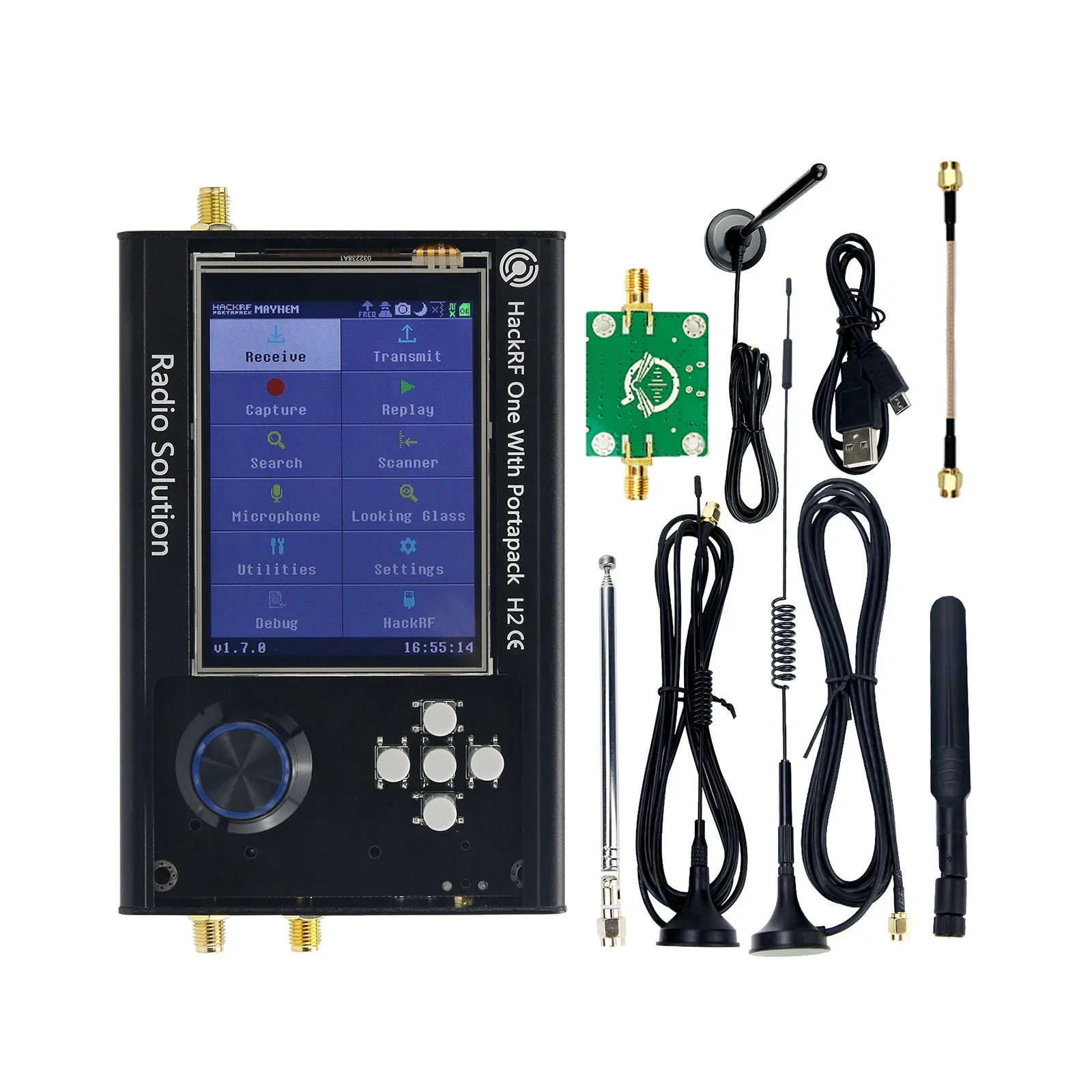 

1 МГц-6 ГГц HackRF One R9 V1.7.0, радио Portapack H2 SDR в сборе с LNA-образной памятью, кабель из сплава, антенна, USB-кабель