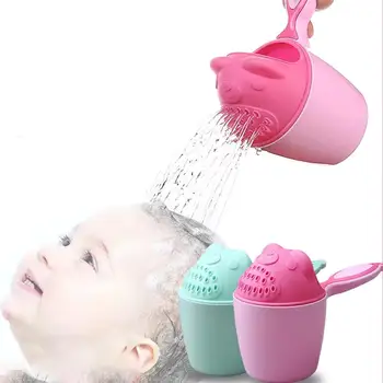 Baby Shampoo Cup Baby Bath Bucket Kids Bath Spoon Child Hair Wash Cup Baby Bath Kit Cute Cartoon Baby Bath Play Funny Bucket 1
