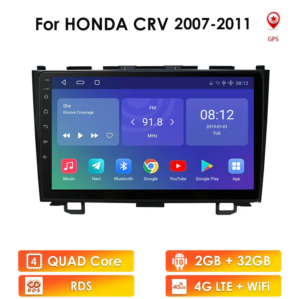 

Android HD 1024*600 Car Stereo Player Radio For Honda CRV 2007 2008 2009 2010 2011 4G WIFI GPS Navigation Head Unit 2 din 2G 64G