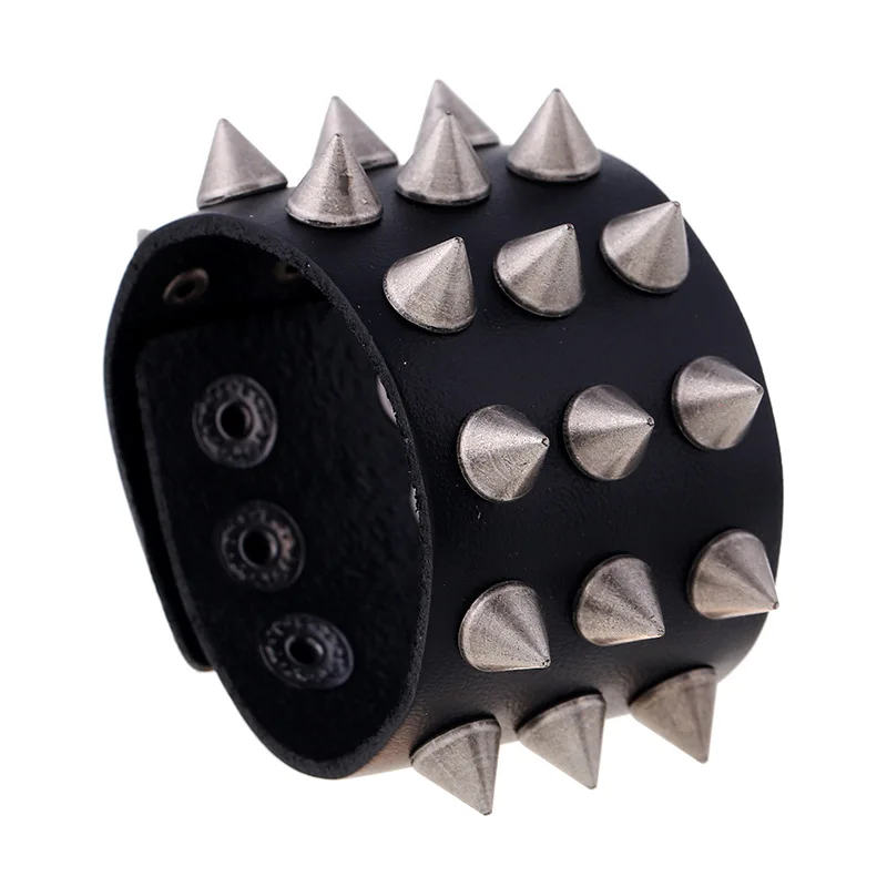 Punk rock rivet spike accessories Leather Bracelet