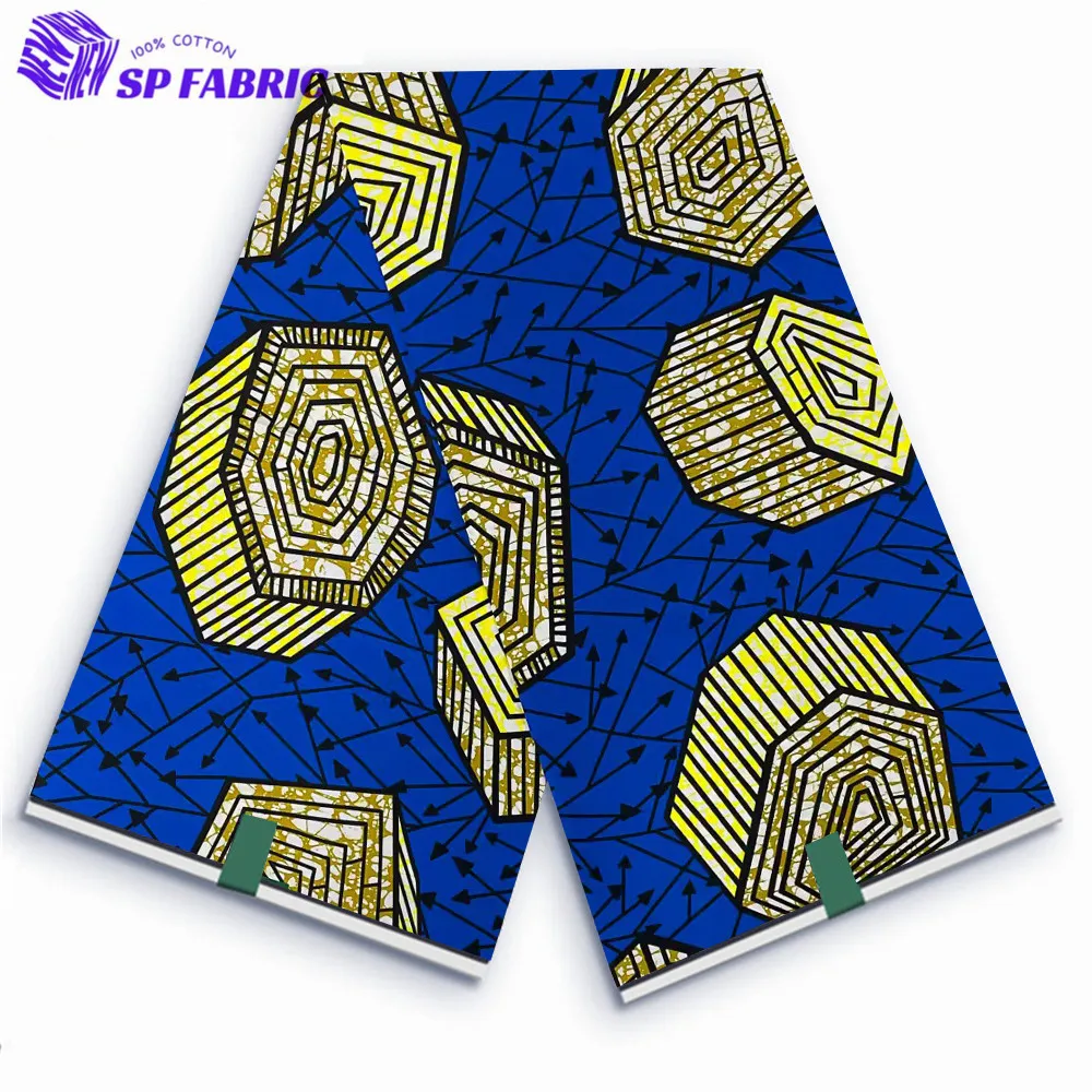 

African Wax Fabric 100% Original Super Fabric 6yards Nigerian Fabric Ankara Block Prints Batik Dutch Fabric For Wedding VL-113