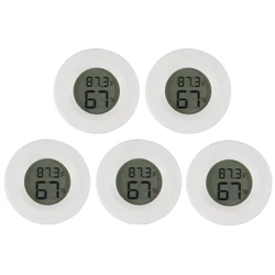 Compact Digital LCD Hygrometer and Thermometer for Indoor Temperature and Humidity Monitoring (White 5pcs)