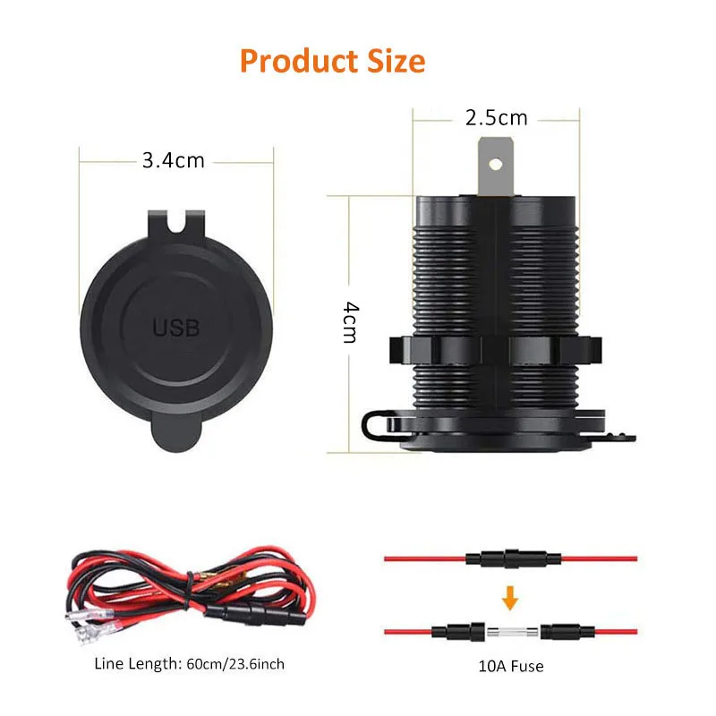 빠른 충전 3.0 듀얼 USB 차량용 충전기 방수 12V/24V QC3.0 USB 고속 충전기 소켓 전원 콘센트 터치 스위치
