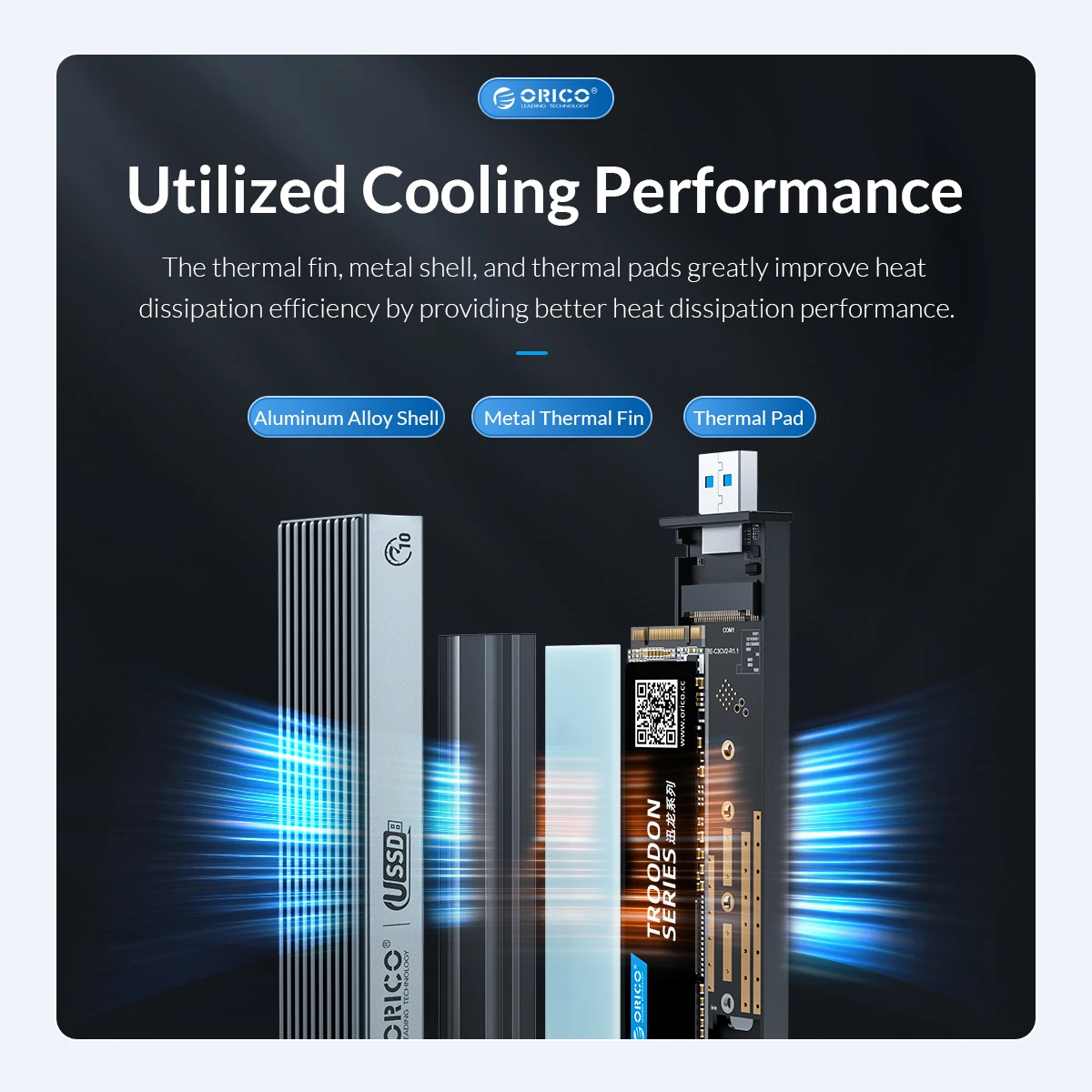 Support Orico-ssd Case em Usb a Tipo-c Interface Dupla M.2 m2 Nvme Chave m Sata Ngff Chave m & b Disco Rígido Ssd com Colete Refrigeração - Imagem 4