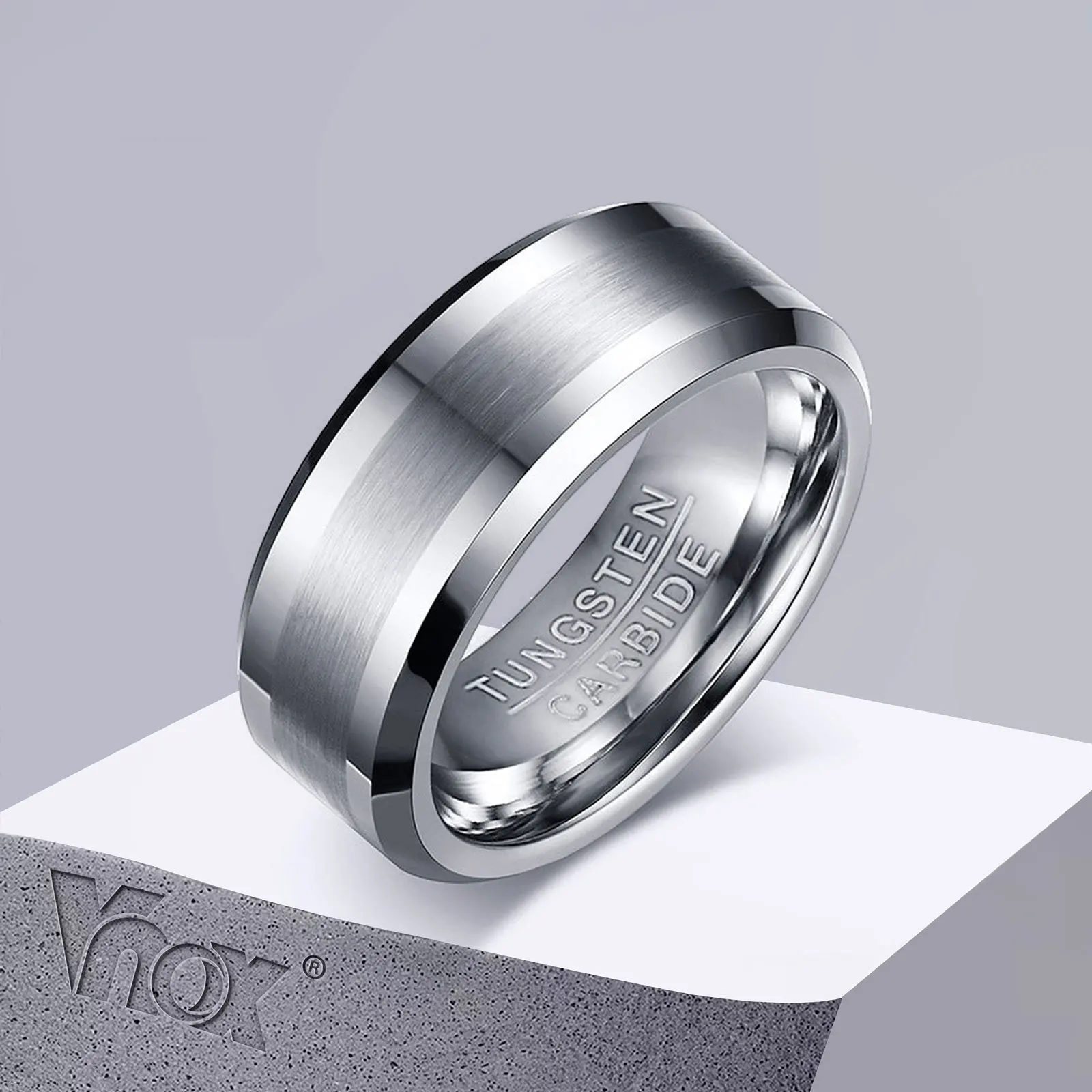 Vnox Classical 100 Tungsten Carbide Ring For Men Wedding Jewelry No Rust Dropshipping Rings