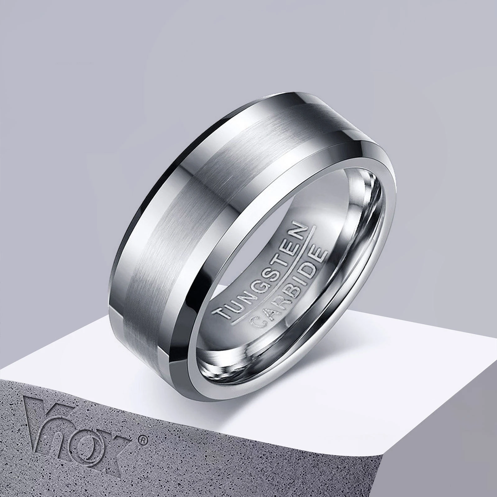 Vnox Classical 100 Tungsten Carbide Ring For Men Wedding Jewelry No Rust Dropshipping Rings