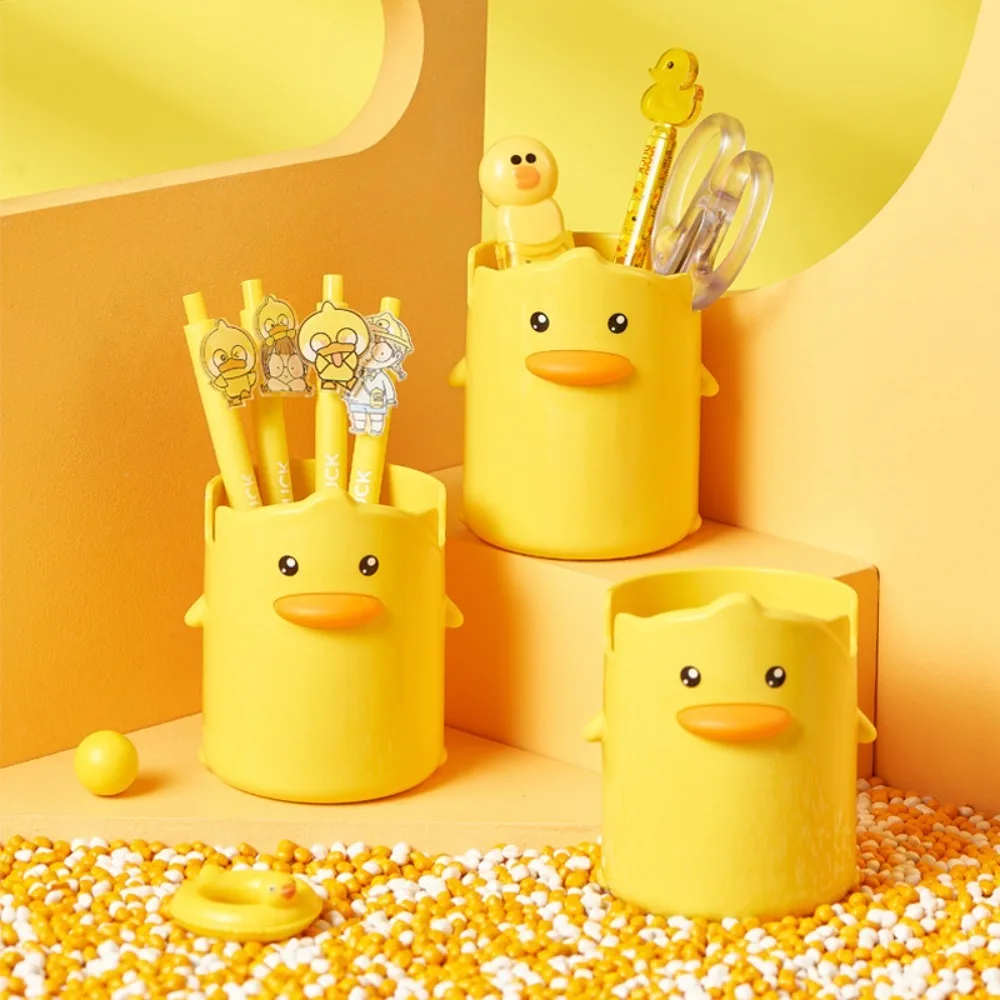 Creative Cartoon Little Yellow Duck Pen Holder Student Stationery Storage Box Children Bathroom Waterproof Toothbrush Holder pen holder pen and brush holder