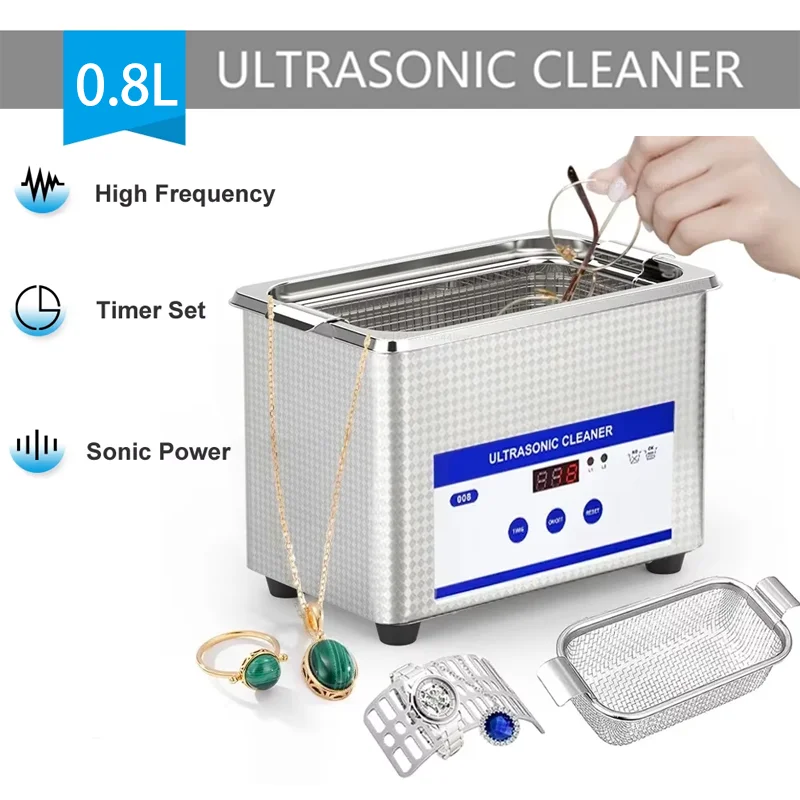 800ml Digital Ultrasonic Cleaner Sonicator Stainless Steel Bath Glasses Jewelry Ultrasound Wave Cleaning Machine Washer EU