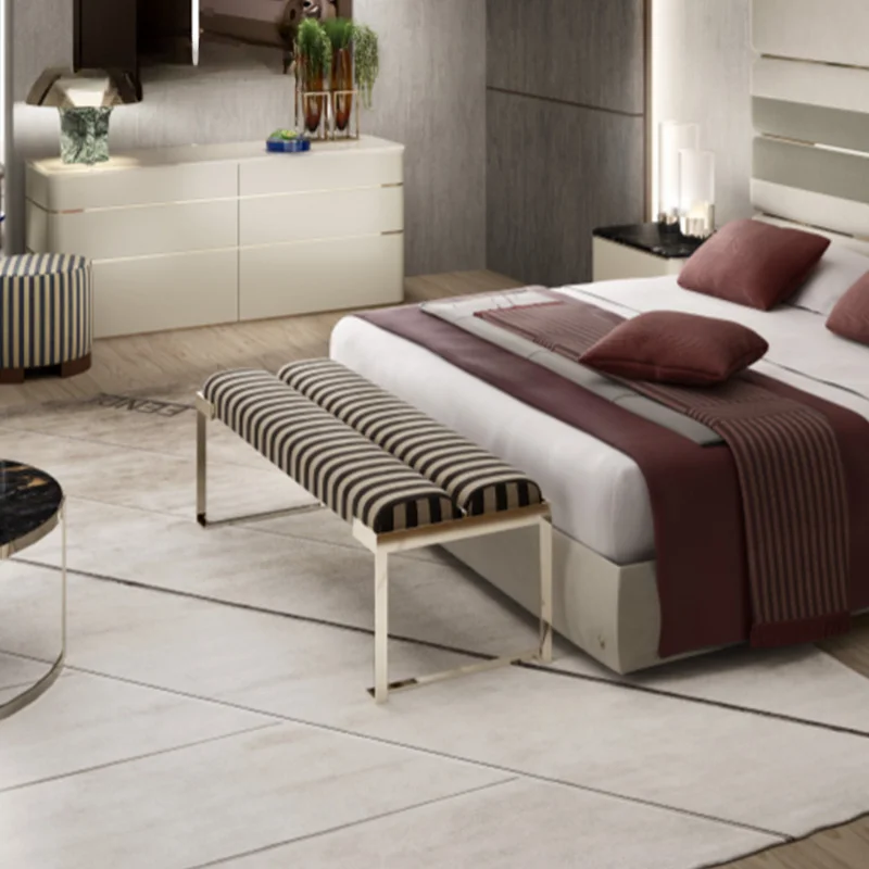 

Italian luxury bedroom bed end stool porch stool long stool