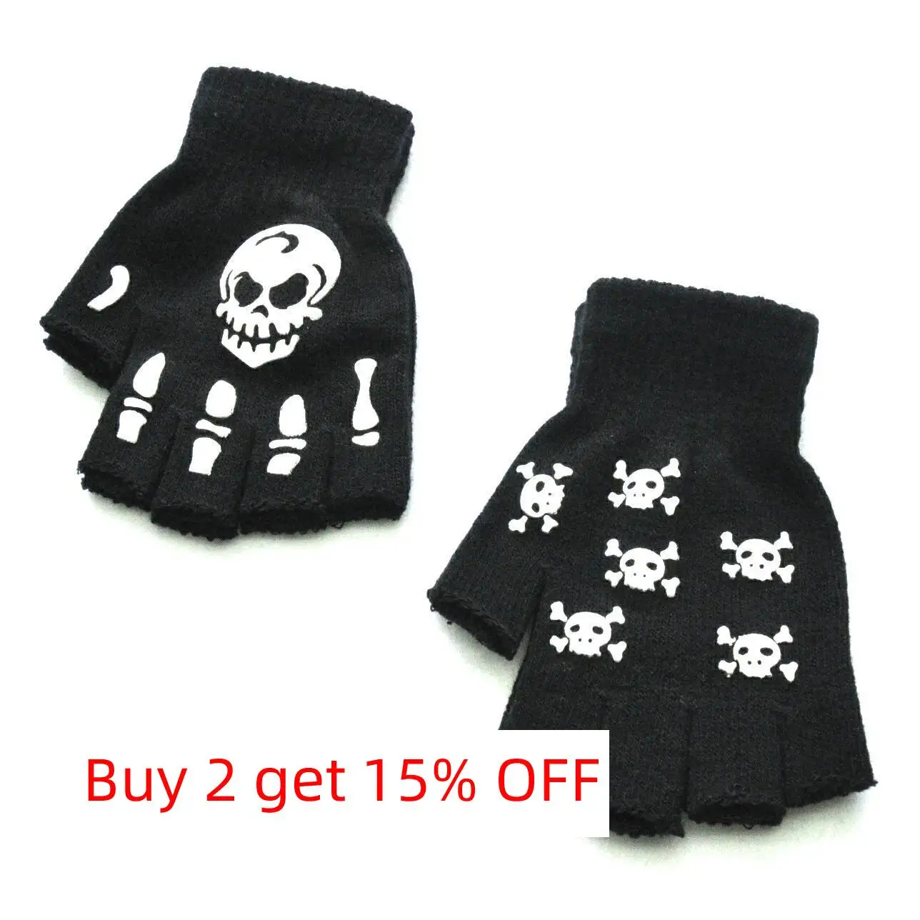 Warm Knitting Fingerless Gloves for Adult Half Finger Glove Human Skeleton Head Gripper Print Cycling Non-slip Wrist Gloves cycling gloves fingerless gloves half finger gloves fingerless gym gloves