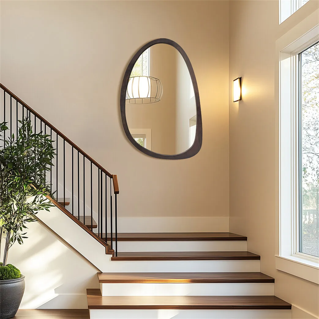 Irregular Walnut Wall Mirror 6