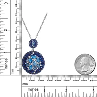 GEM'S BALLET Topaz Jewelry London Blue Topaz Statement Pendant Necklace in 925 Sterling Silver Handmade Double Circle Necklace - Image 6