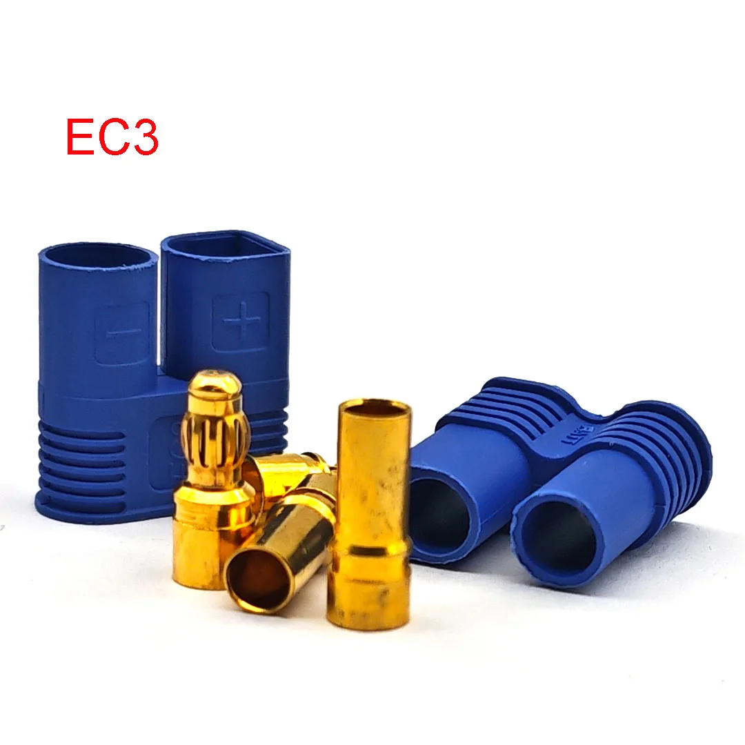 Connecteurs batterie RC EC3 EC5 EC6 EC8 mâles et femelles, présentés en lot de plusieurs pièces.