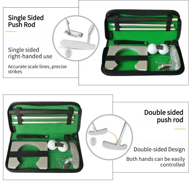 Golf Aluminum Alloy Combination Push Rod Three Section Detachable Portable Single-sided Double-sided Set for Golf Use