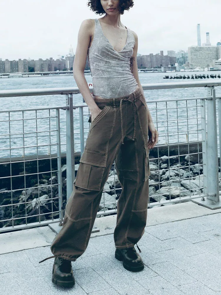 

2023 Autumn New Products Women's Loose and Versatile High-waisted Stitched Decorative Overalls