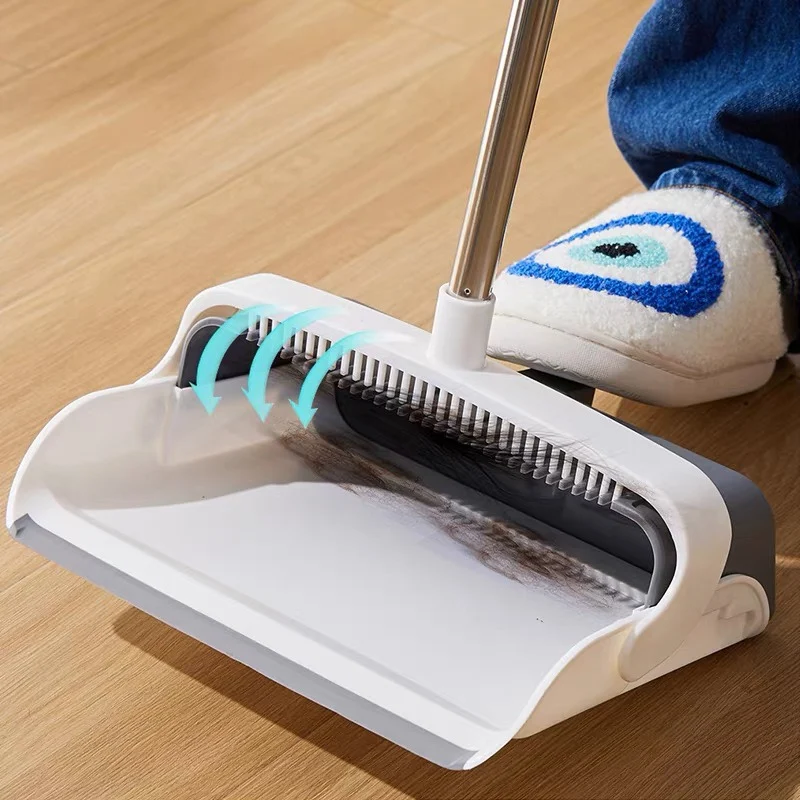 Foldable Dustpan Broom Set with PET Bristles for Kitchen Floor Cleaning