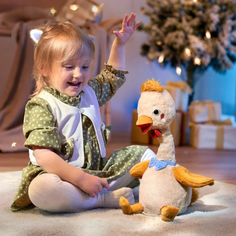 High Quality Baby Electric Plush Toys Cute Funny Twist Dancing Chick With Music Children Interactive Plush Learning To Talk Toys