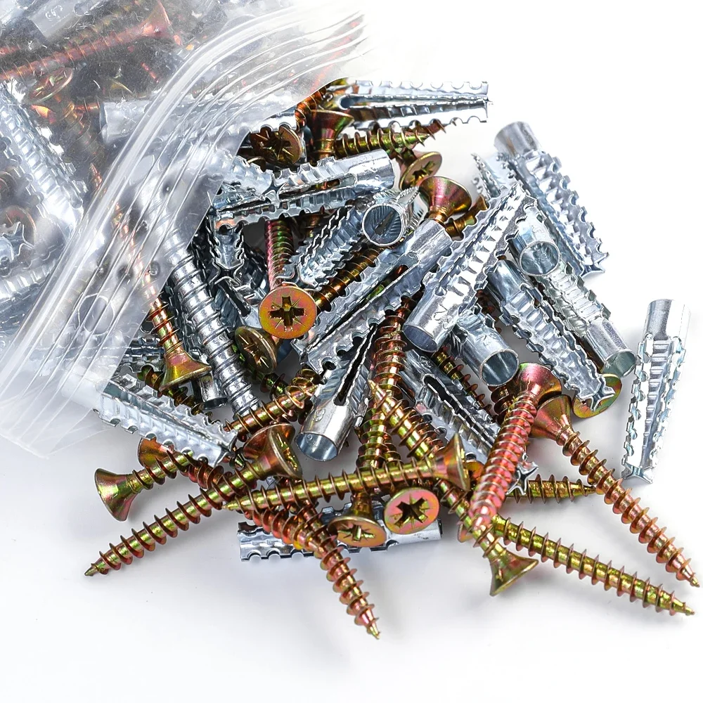 10/50 Sets Heavy Steel Wall Anchor Kit Screw Fixing Expansion With Screws Duty Anchors Wall Screws Drywall Steel Screw Fasteners drywall anchor kit drywall anchor steel wall anchor