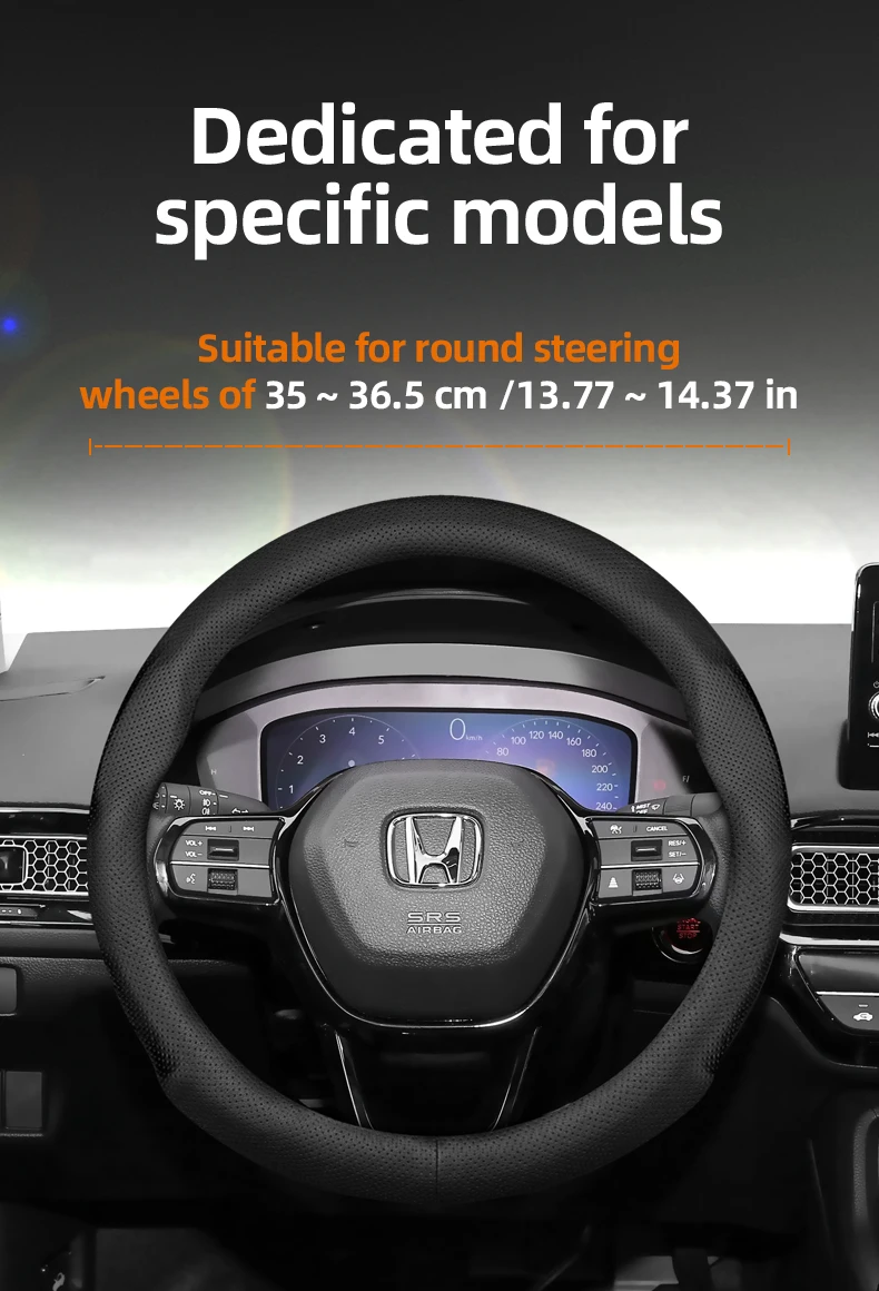 Für Honda 35–36,5 cm runder Lenkradbezug, ultradünn, Mikrofaser-Leder, atmungsaktiv, City Civic Fit Jazz Life Integra Freed – Detail 4