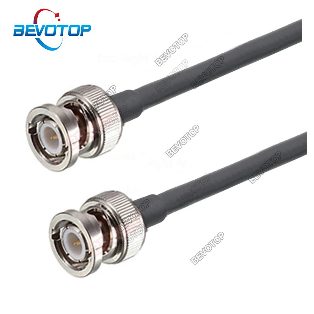 Bnc Coaxial Macho para Bnc Macho Plugue rf Cabo 50 Ohm Friso Conector Duplo Bnc Plugue Macho Cabo de Fio 1m 2m 5m 10m Bevotop Lmr200