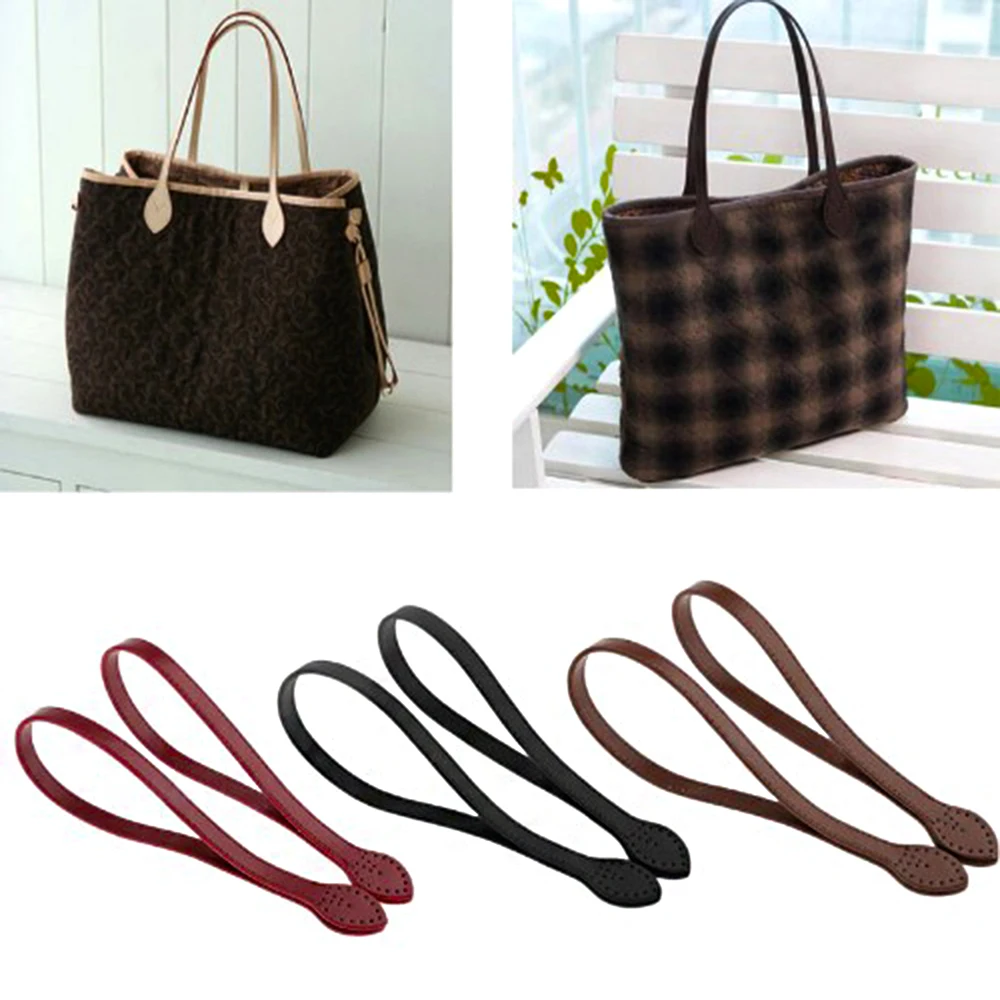 

2PCS PU Leather Bag Handle 60CM Sewing Strap Handle Solid Color Bag Belt Replacement Accessory Leaf Shape Single Shoulder Strap