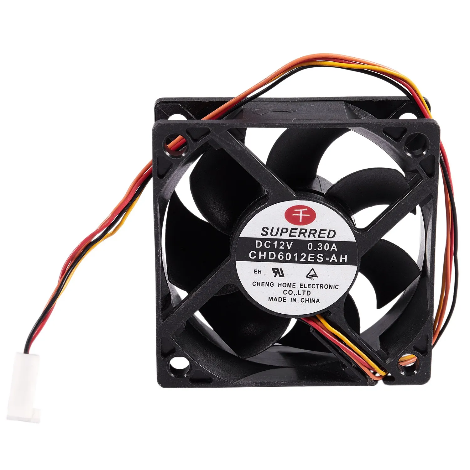 PC 컴퓨터 케이스 선풍기 CHD6012ES-AH, DC 12V, 0.3A, 60mm, 4 핀 커넥터