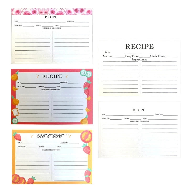 

50 Pieces Blank Recipe Cards with Lines Double Sided Recipe Index Cards for Kitchen Cooking, Bridal Shower, Wedding