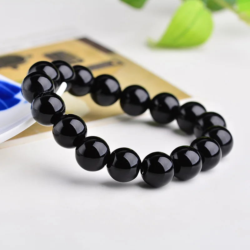 Natural Black Obsidian Stone Bracelet Fat Relief Promote Blood Circulation Anti Anxiety Weight Loss Women Men Jewelry