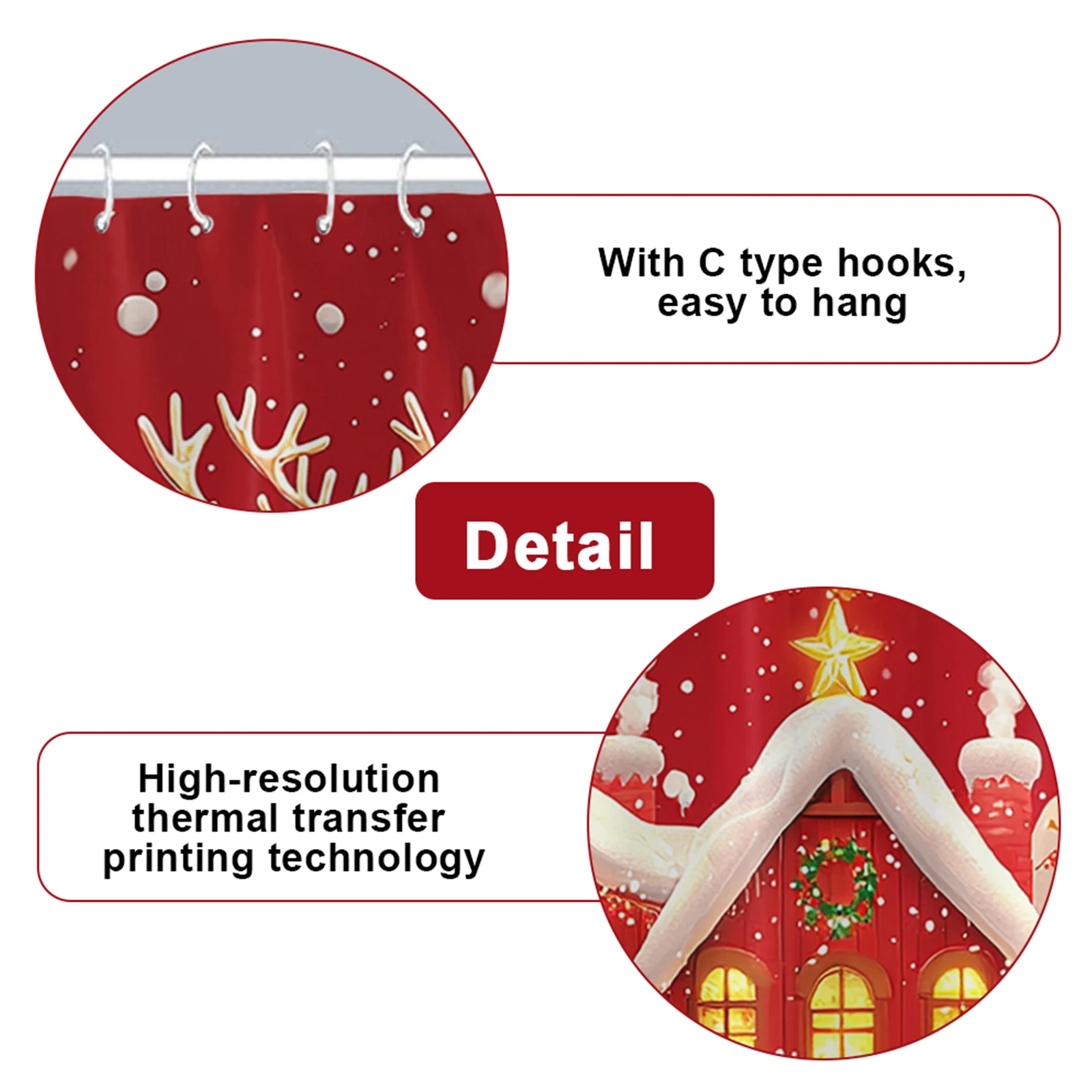 4Pcs Christmas Shower Curtain Set with Rug Toilet Lid Cover Bath Mat Bathroom Decoration Set Non-Slip Funny Shower Curtain Set