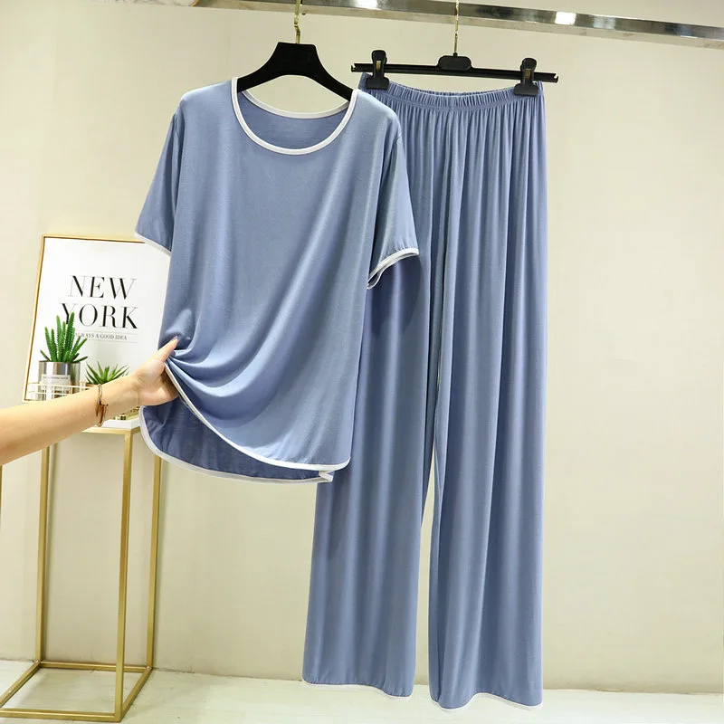 Fdfklak Cotton Pajamas For Sleep Women's Summer Two-piece Suit Outside Short-sleeved Trousers Loose Sleepwear pizama damska XXL